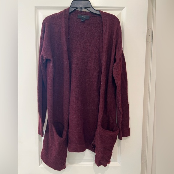FOREVER 21 SMALL BURGUNDY PLUSH CARDIGAN (fits like M/L) - Picture 8 of 8